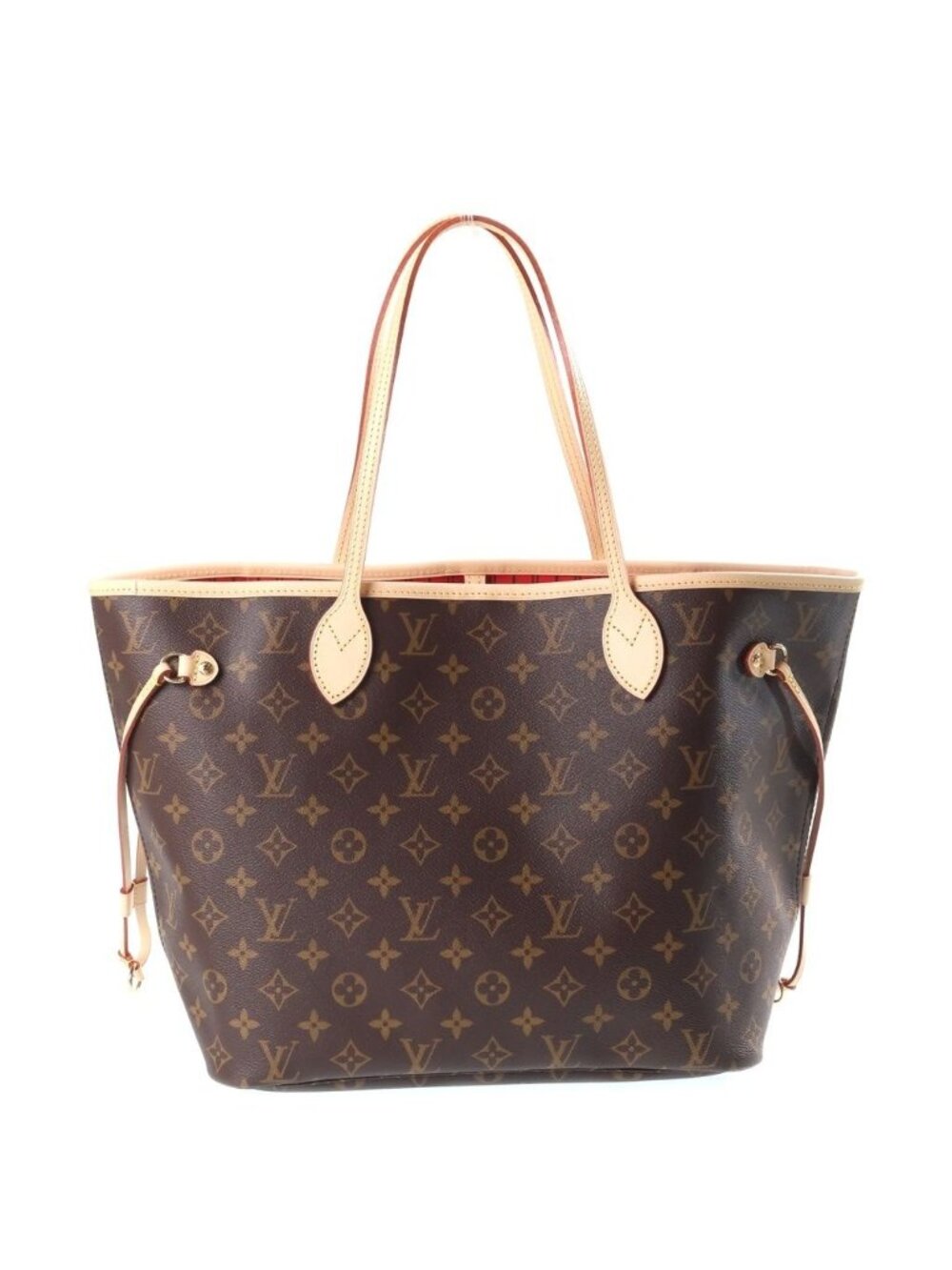 Louis Vuitton Monogram Neverfull MM Tote Bag Brown Leather
